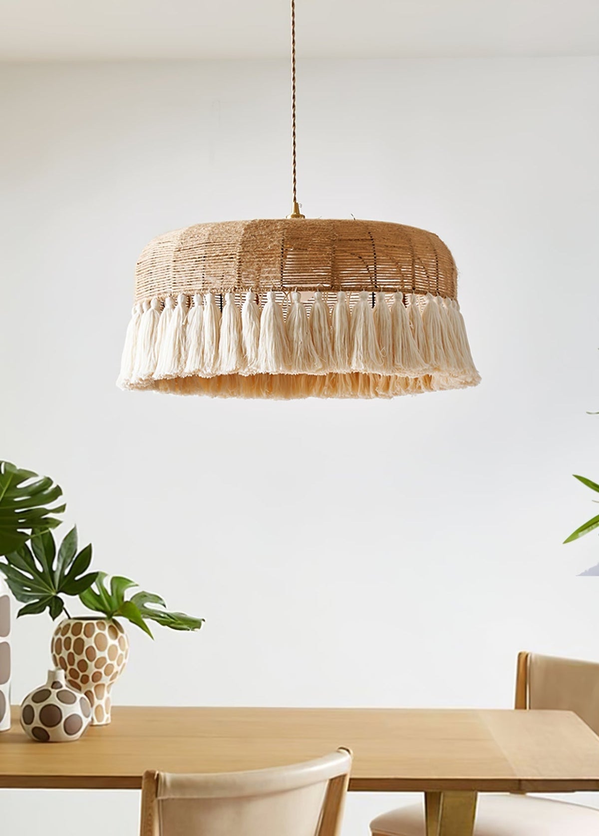 Boho handgeweven jute hanglamp