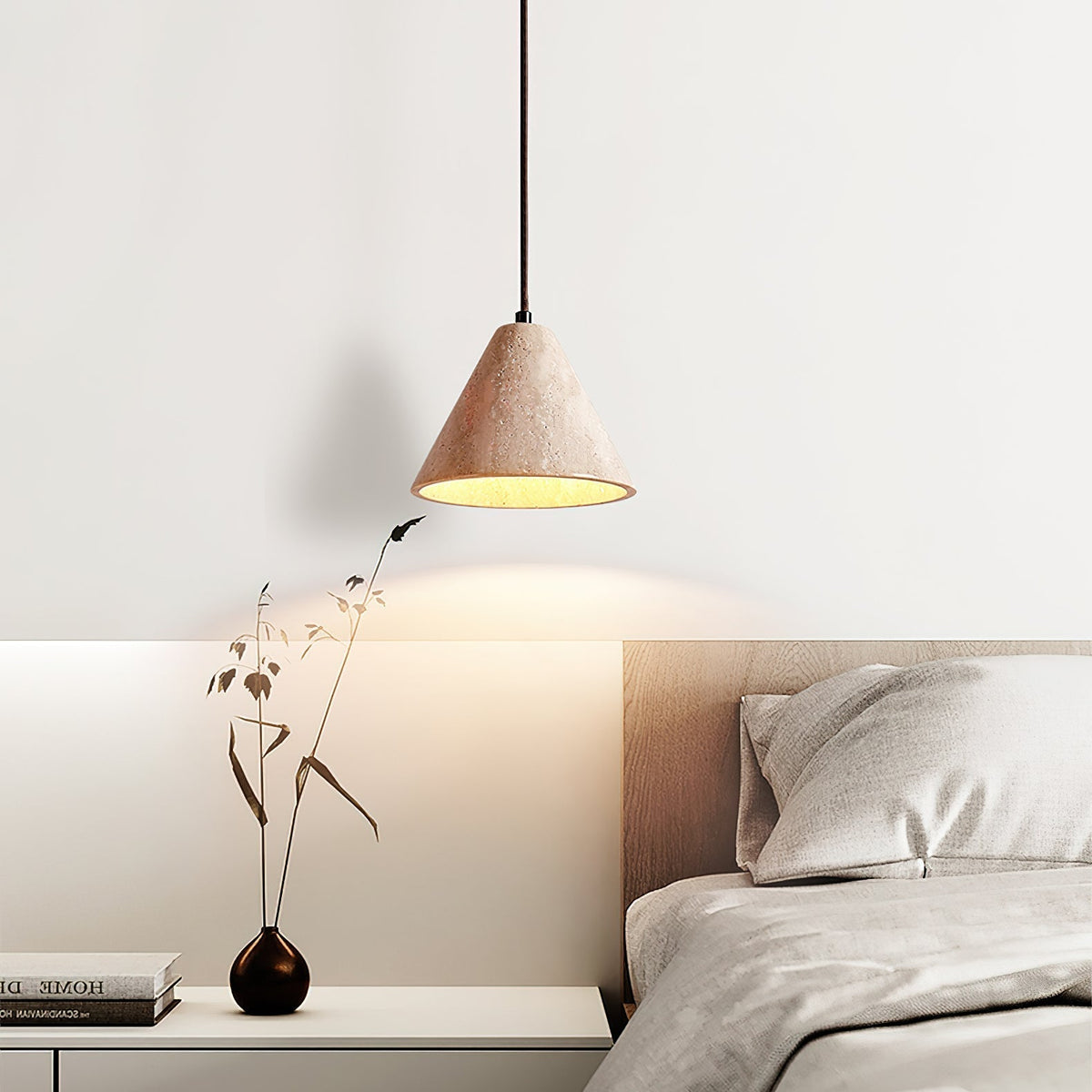 Aklan koepelvormige Shade travertin hanglamp
