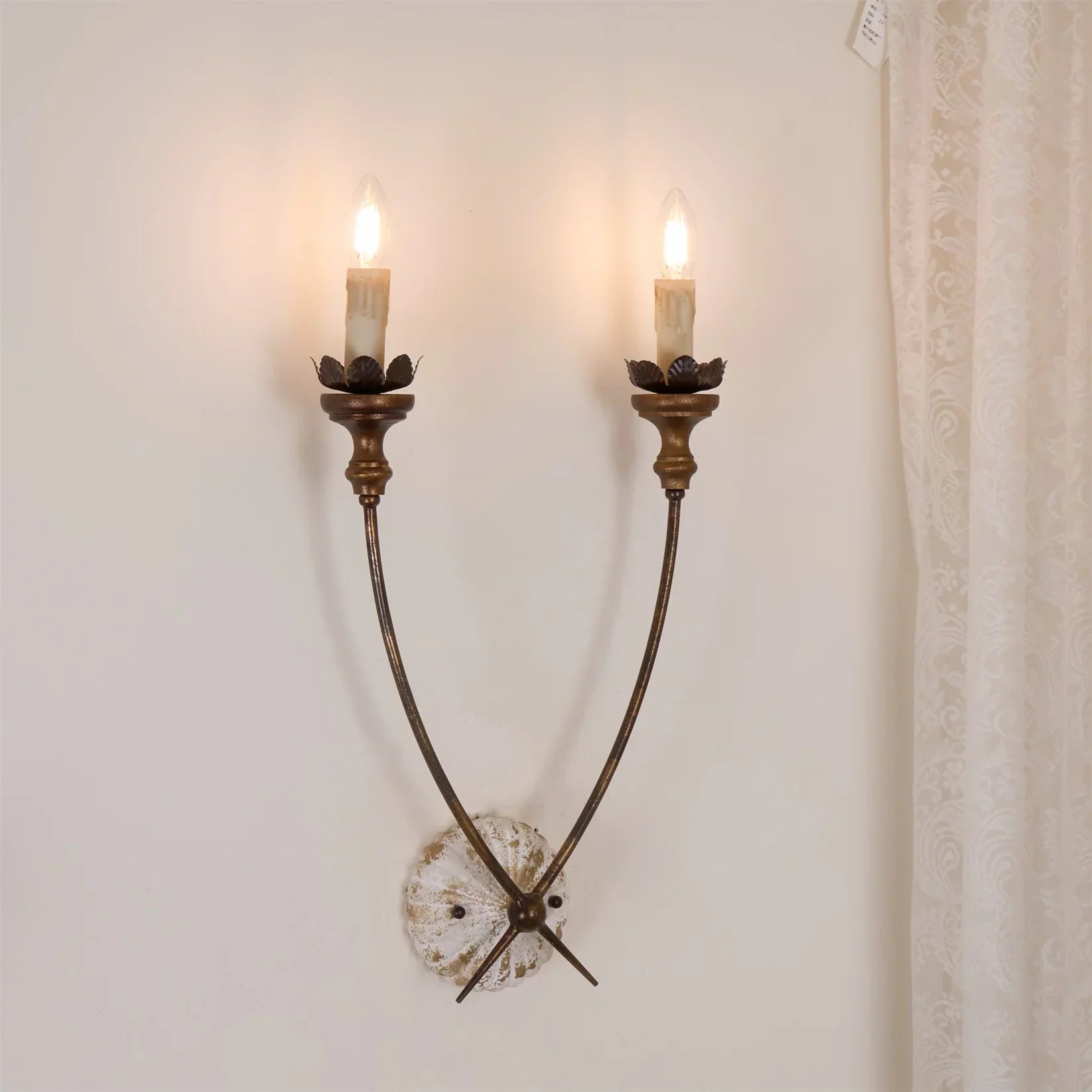Alessio Vintage Goud Metaal Hout Wandlamp Eetkamer Slaapkamer