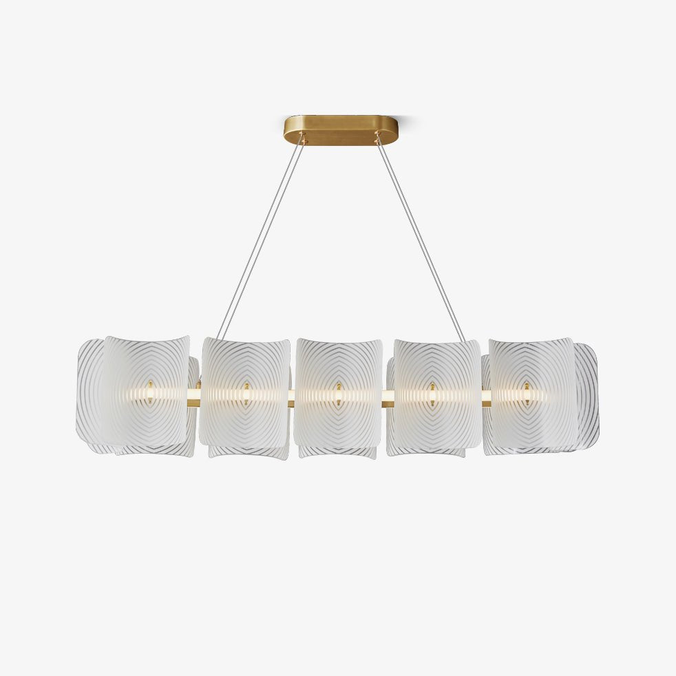 Virinia Postmodern Luxe Rechthoekige hanglamp van messing met glas