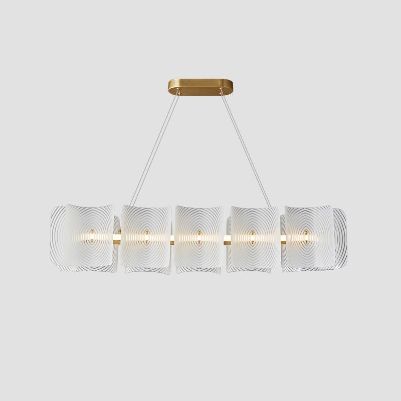 Virinia Postmodern Luxe Rechthoekige hanglamp van messing met glas