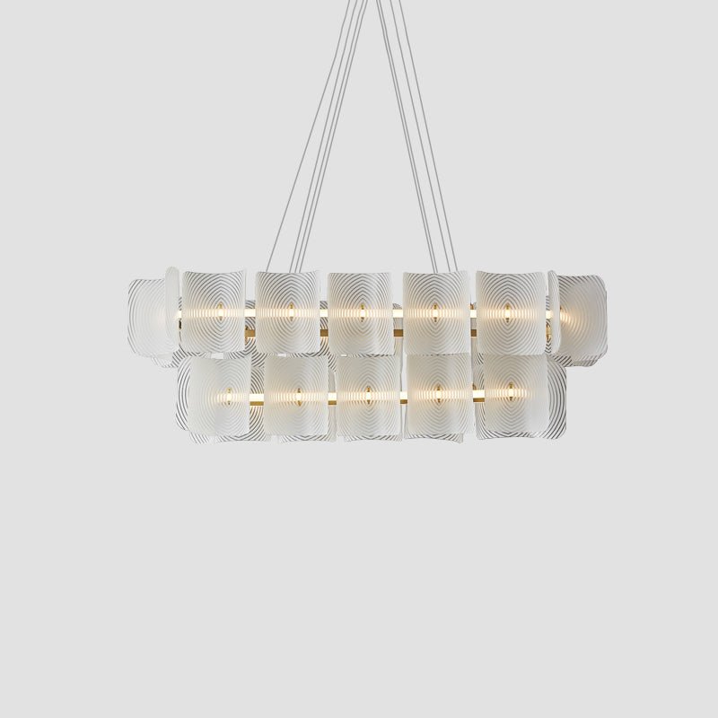 Virinia Postmodern Luxe Rechthoekige hanglamp van messing met glas
