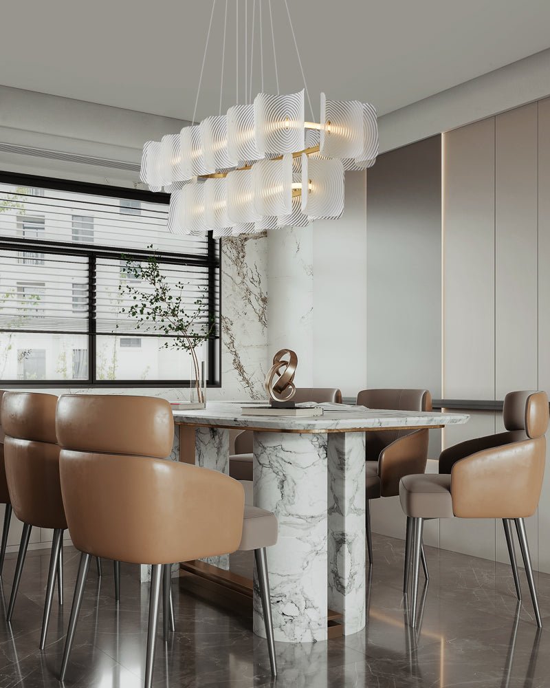 Virinia Postmodern Luxe Rechthoekige hanglamp van messing met glas