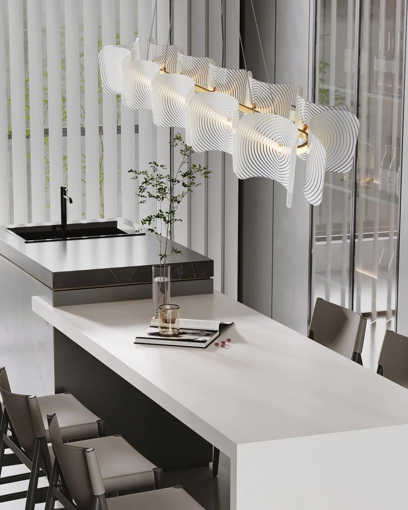 Virinia Postmodern Luxe Rechthoekige hanglamp van messing met glas