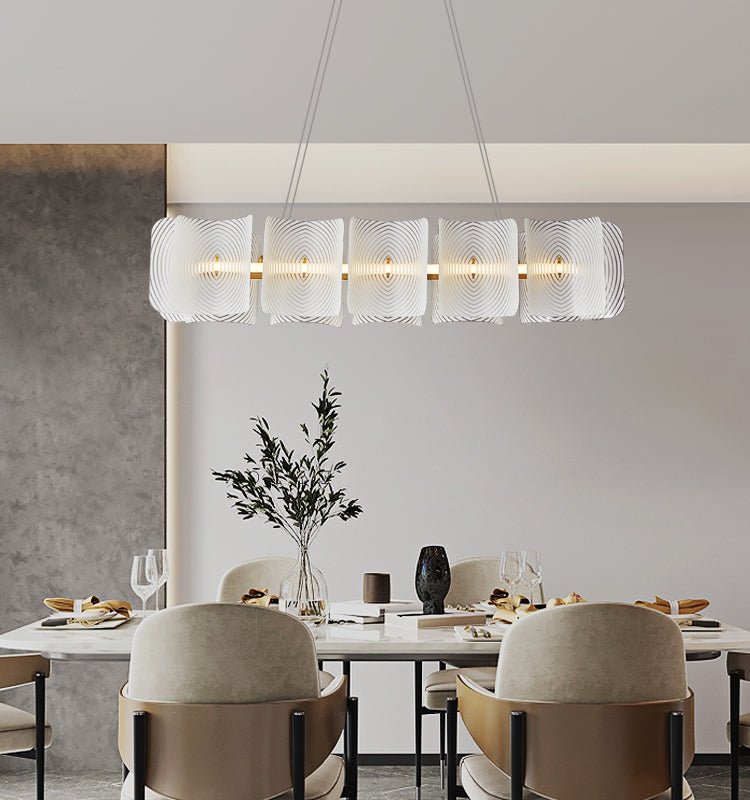 Virinia Postmodern Luxe Rechthoekige hanglamp van messing met glas