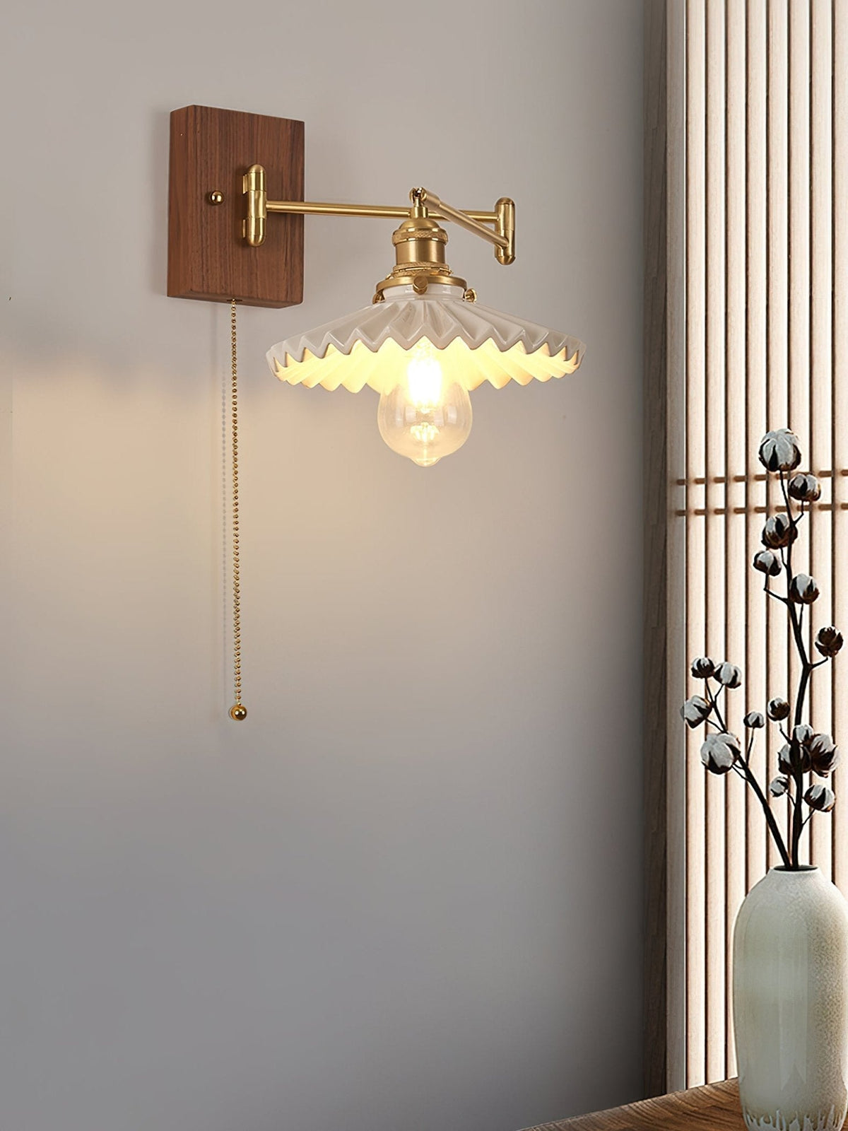 Umeris elegantie Vintage Walnoot wandlamp