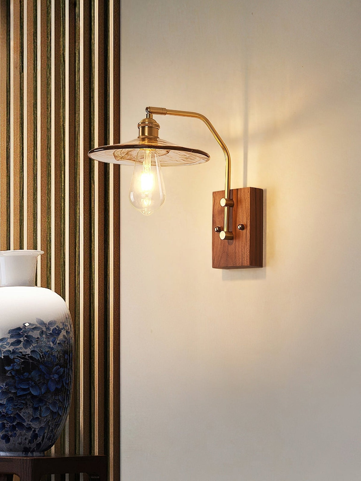 Umeris elegantie Vintage Walnoot wandlamp