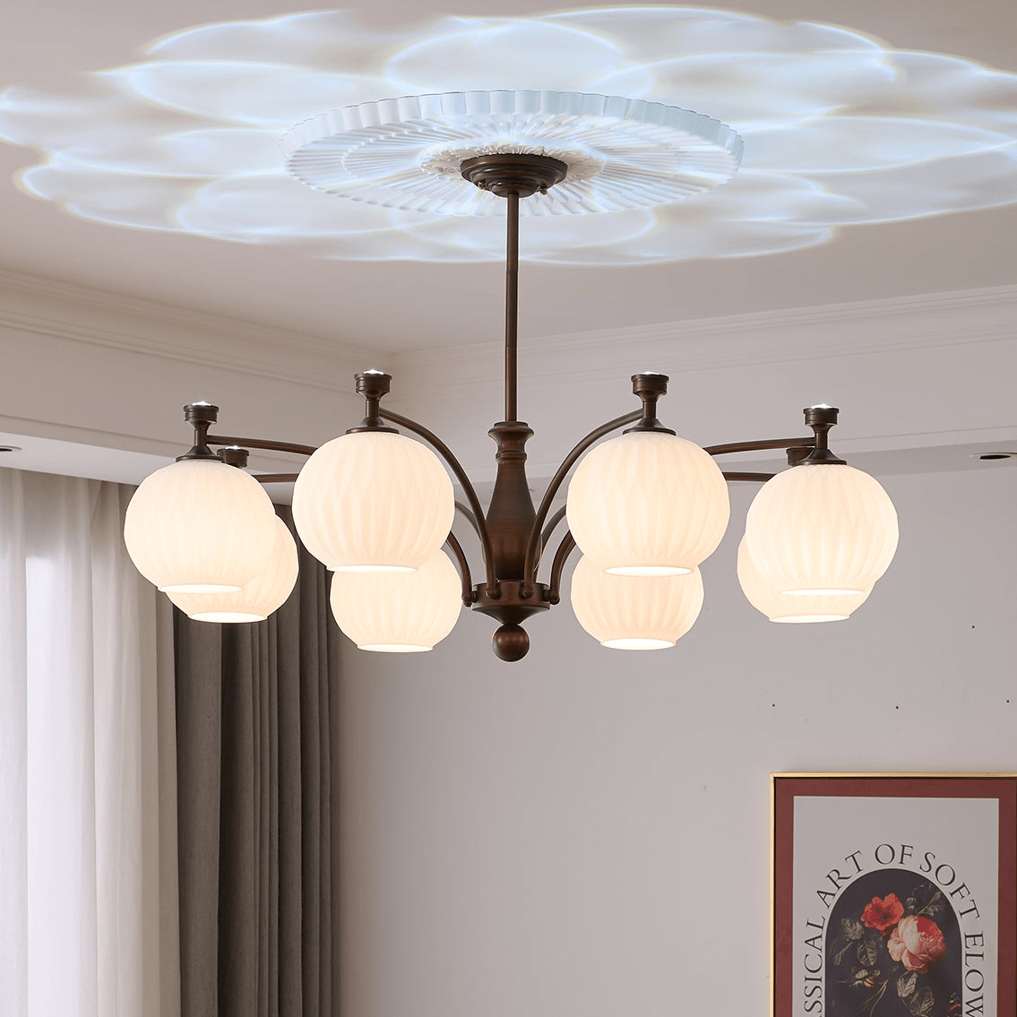 Vaslen kroonluchter Orb vintage