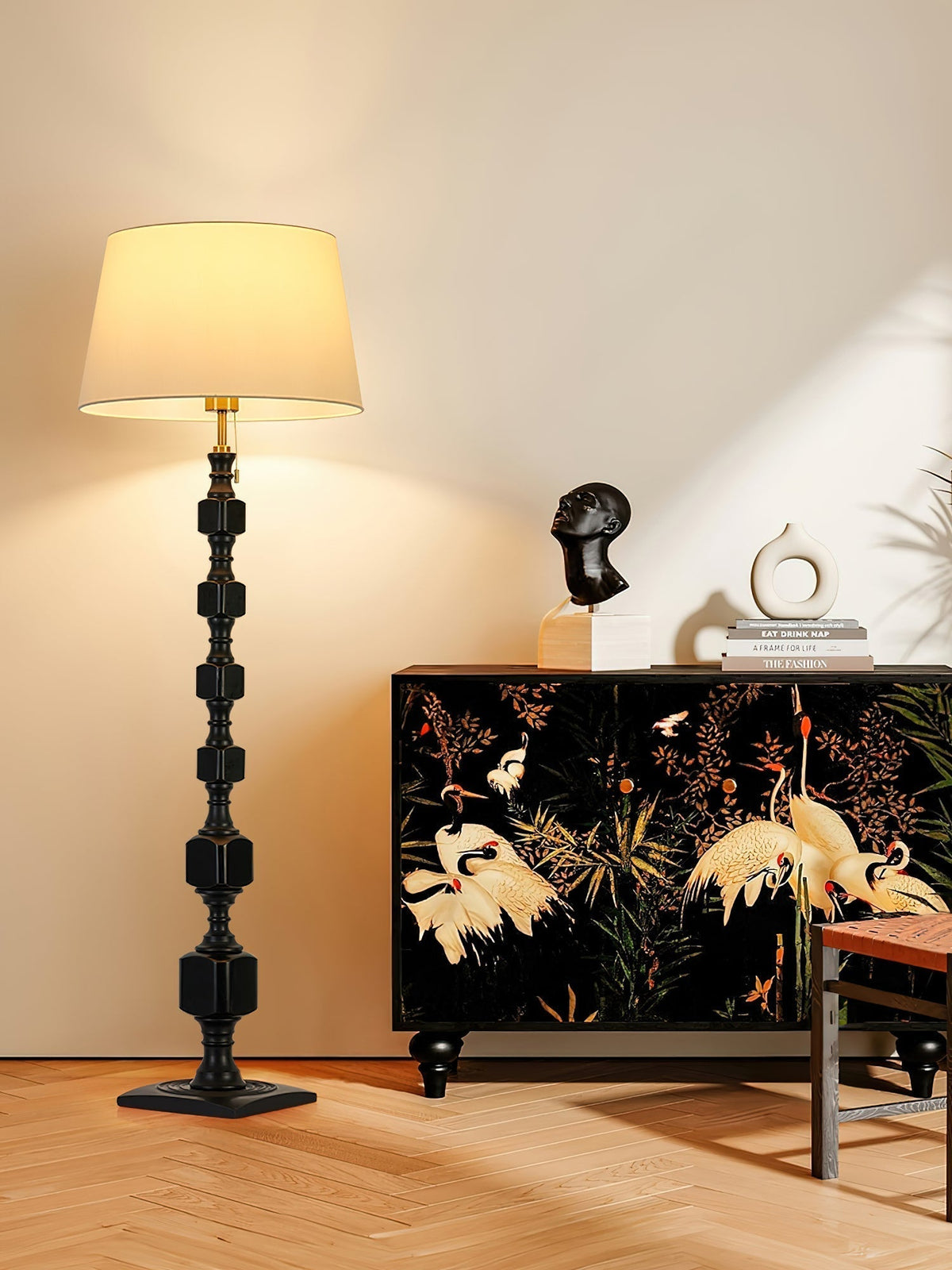 Sylarelle Houten vloerlamp in walnootkleur
