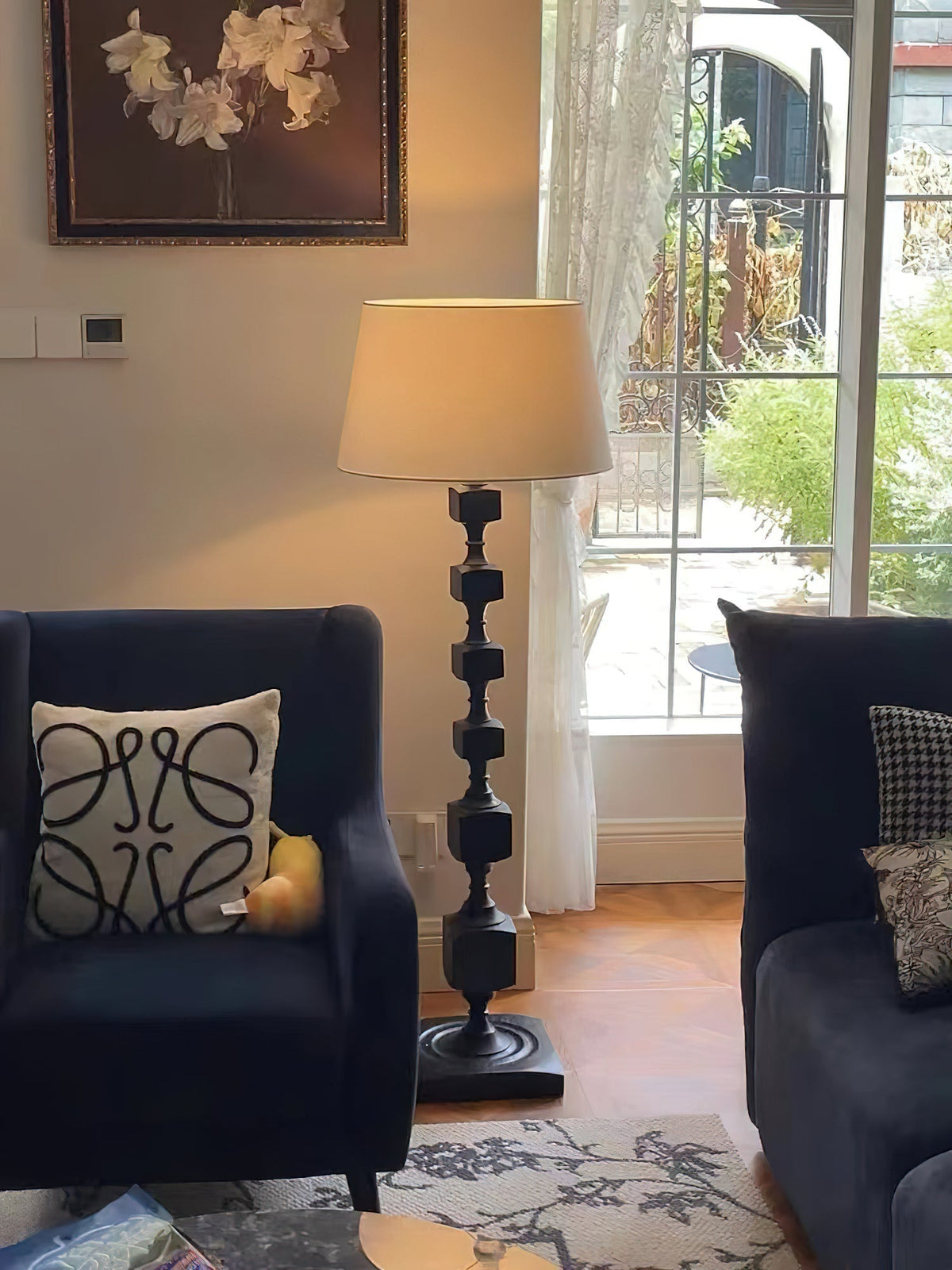 Sylarelle Houten vloerlamp in walnootkleur
