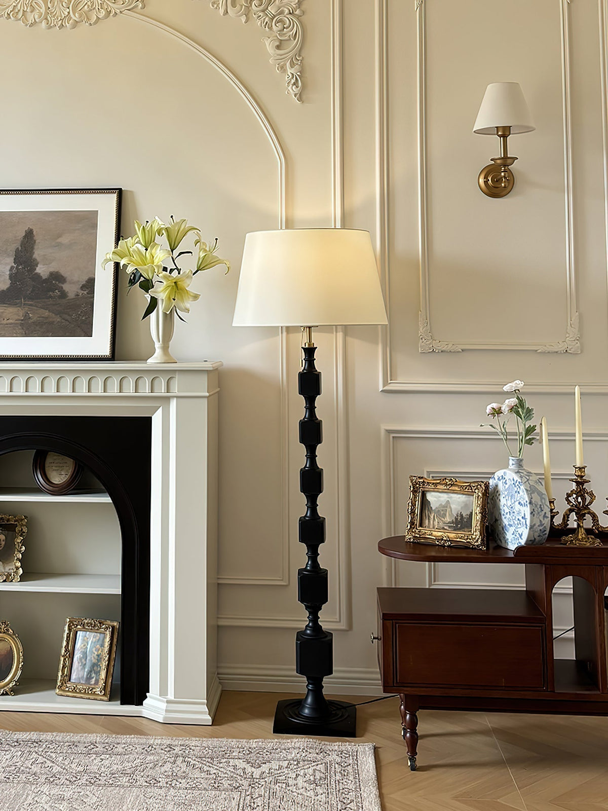Sylarelle Houten vloerlamp in walnootkleur