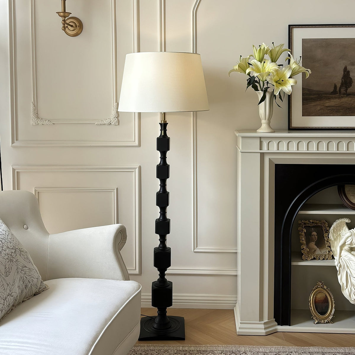 Sylarelle Houten vloerlamp in walnootkleur