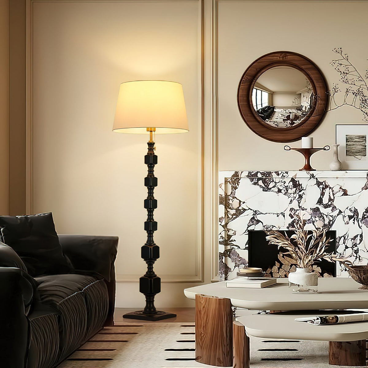 Sylarelle Houten vloerlamp in walnootkleur