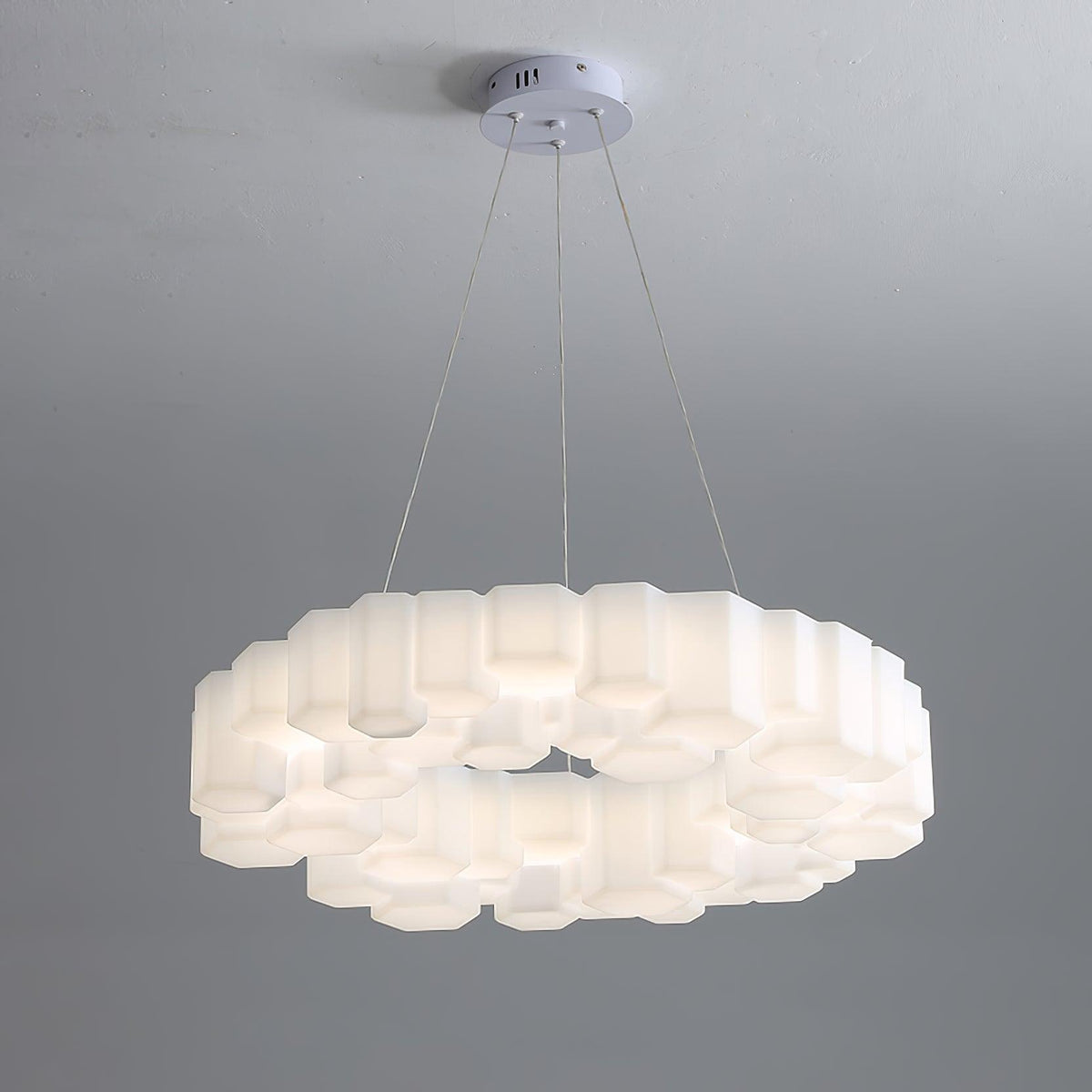 Lioreiel kroonluchter honingraatglansend wit polycarbonaat