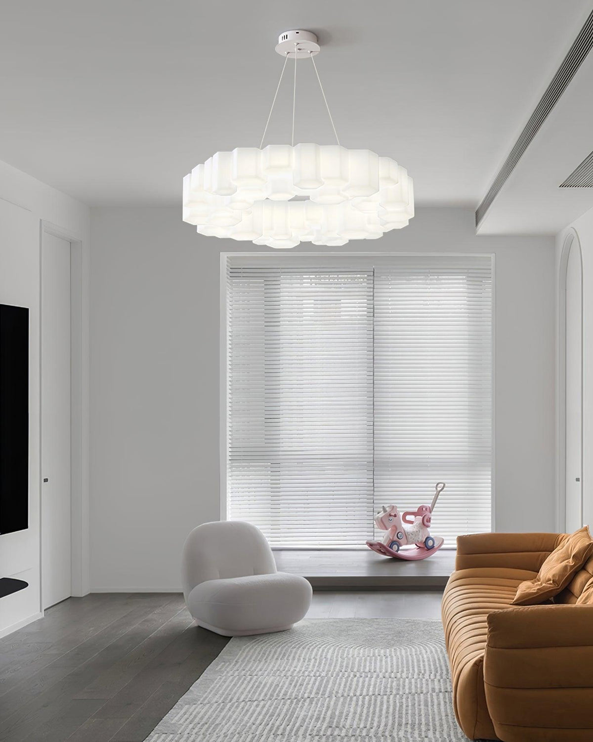 Lioreiel kroonluchter honingraatglansend wit polycarbonaat
