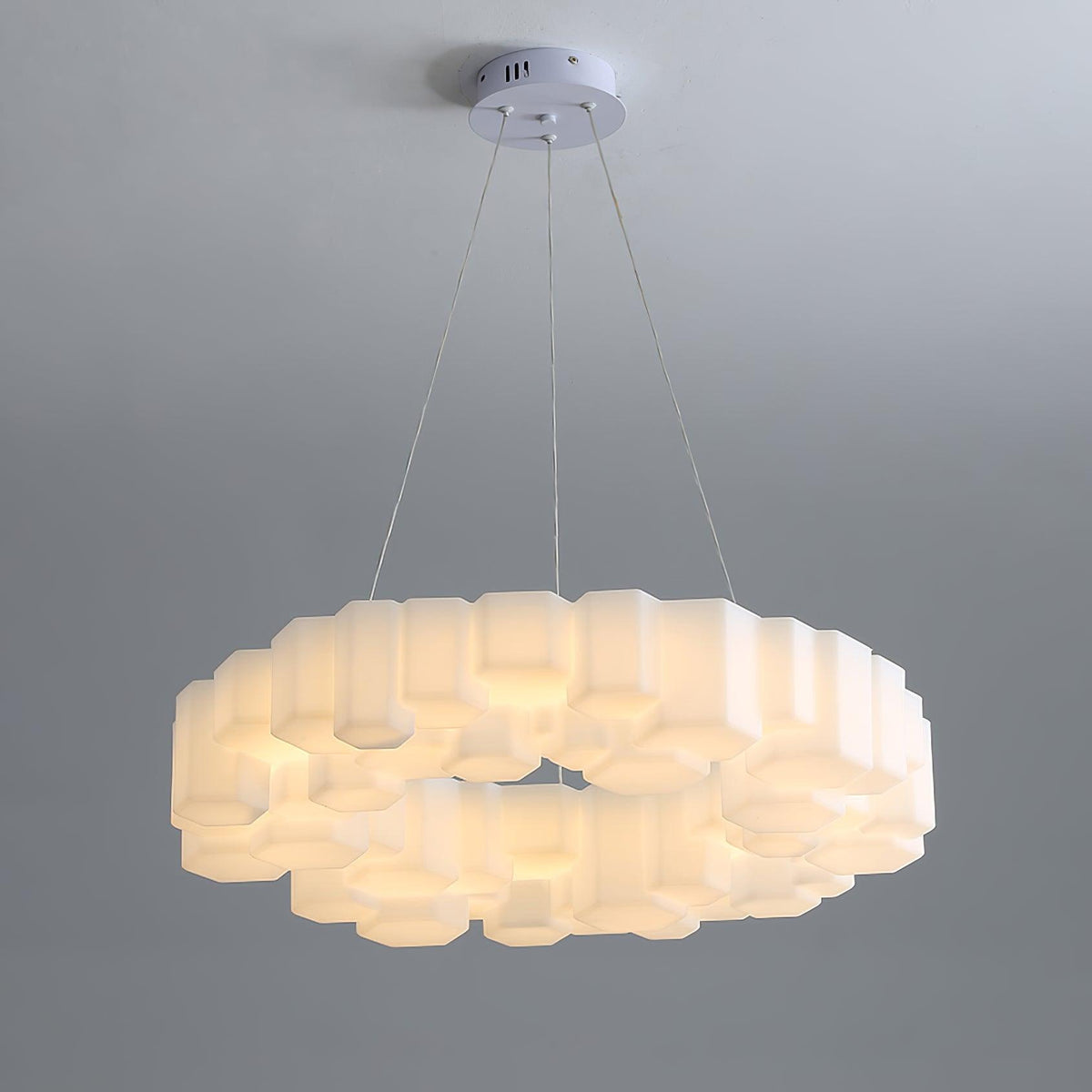 Lioreiel kroonluchter honingraatglansend wit polycarbonaat