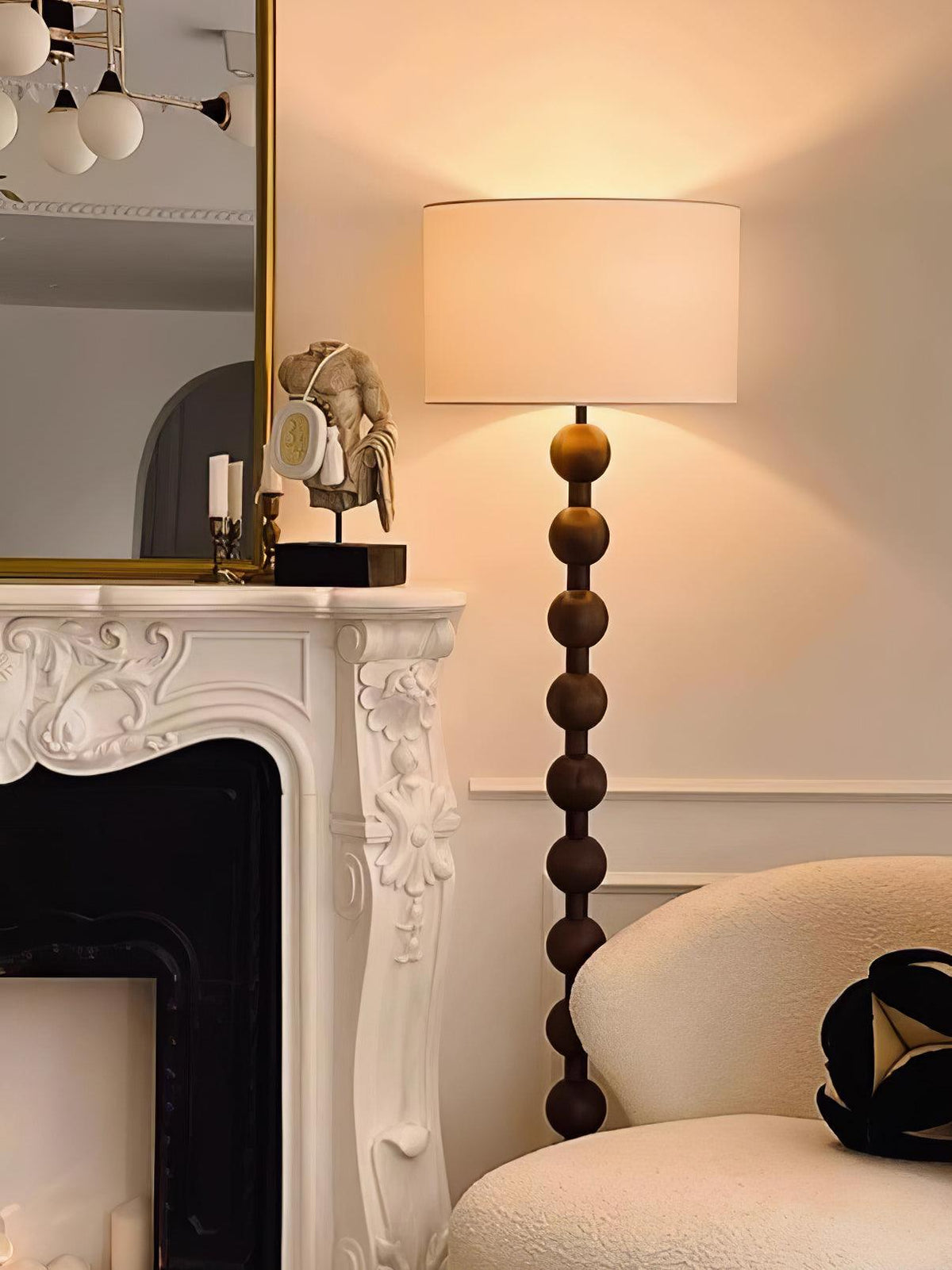 Paston houten vloerlamp met stoffen kap