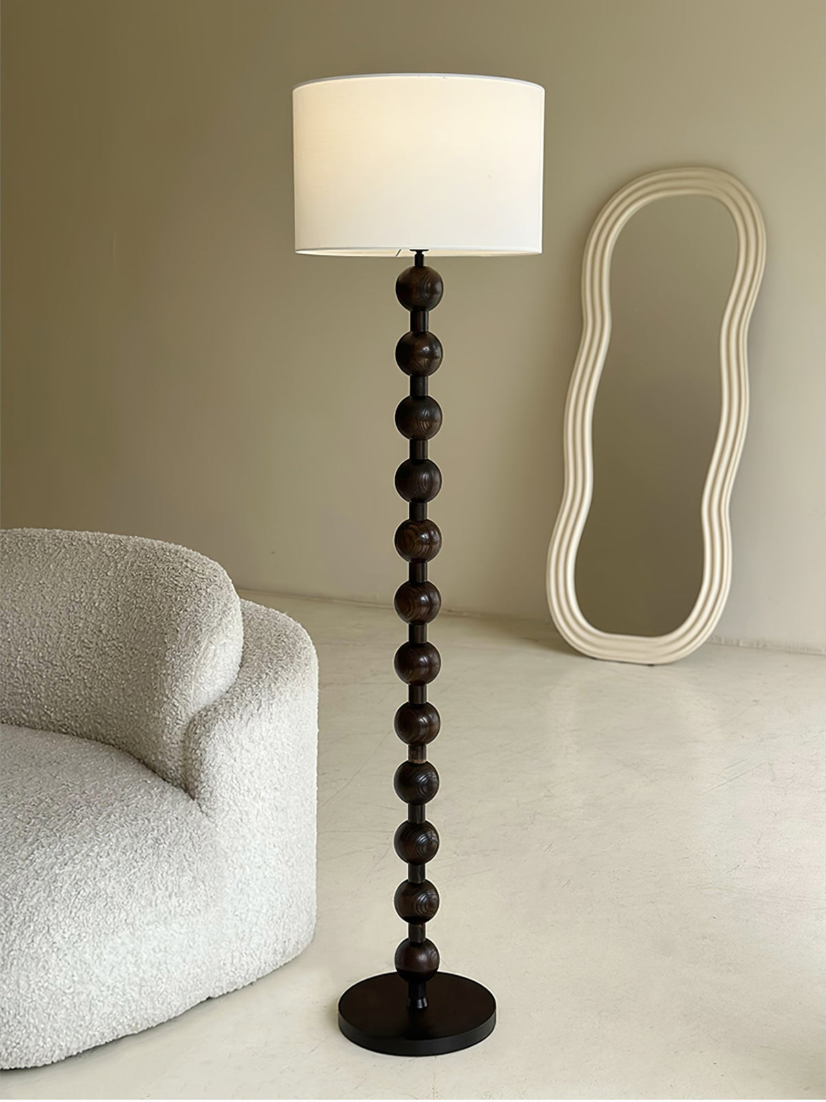 Paston houten vloerlamp met stoffen kap