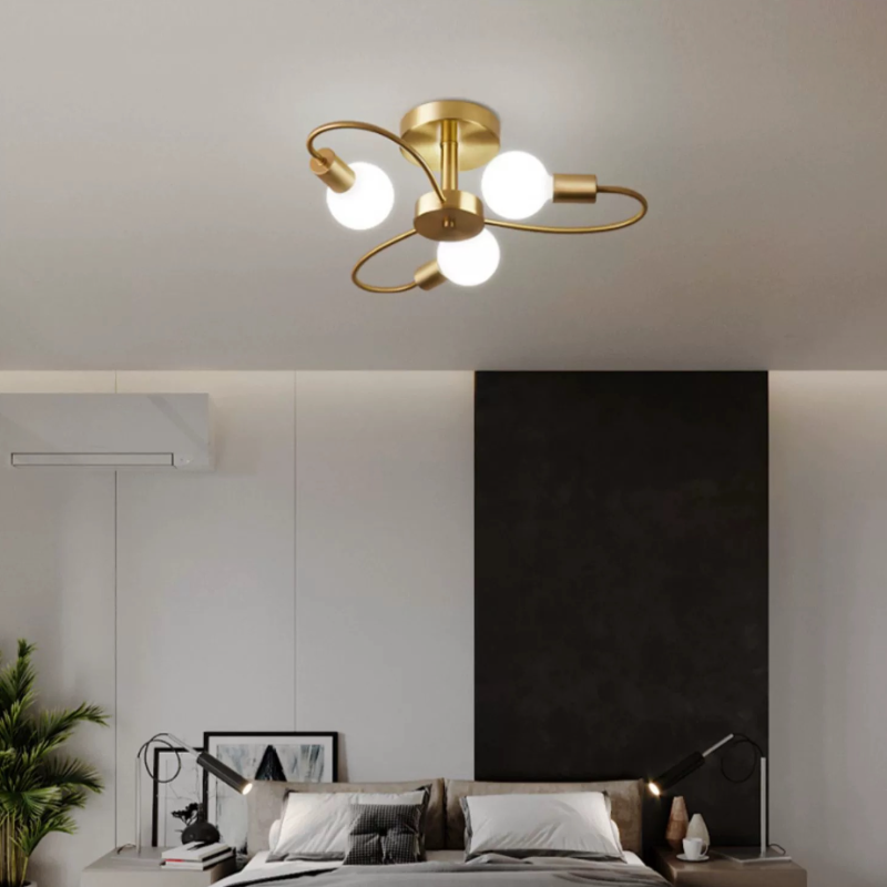 Valentina Industriele LED Plafondlamp Zwart Goud Metaal Slaapkamer