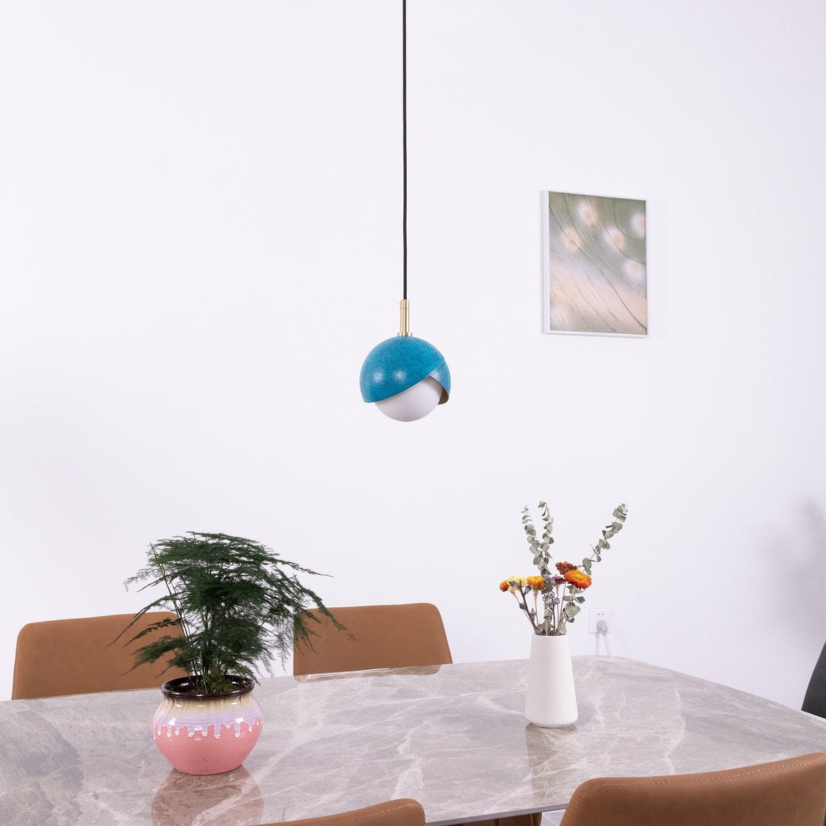 Jynara Hanglamp Messing genest opaal Bolvormig modern