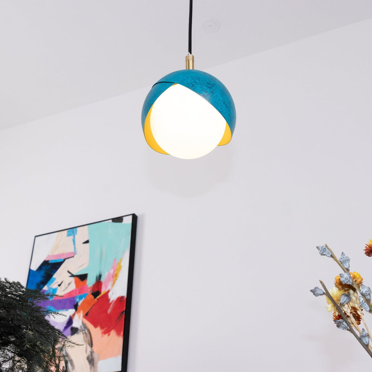 Jynara Hanglamp Messing genest opaal Bolvormig modern