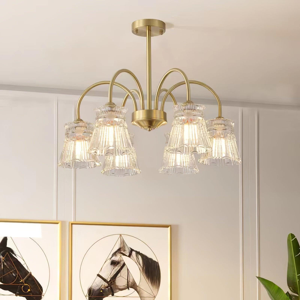 Rostor Kroonluchter Kristalglas Midcentury goudkleurig