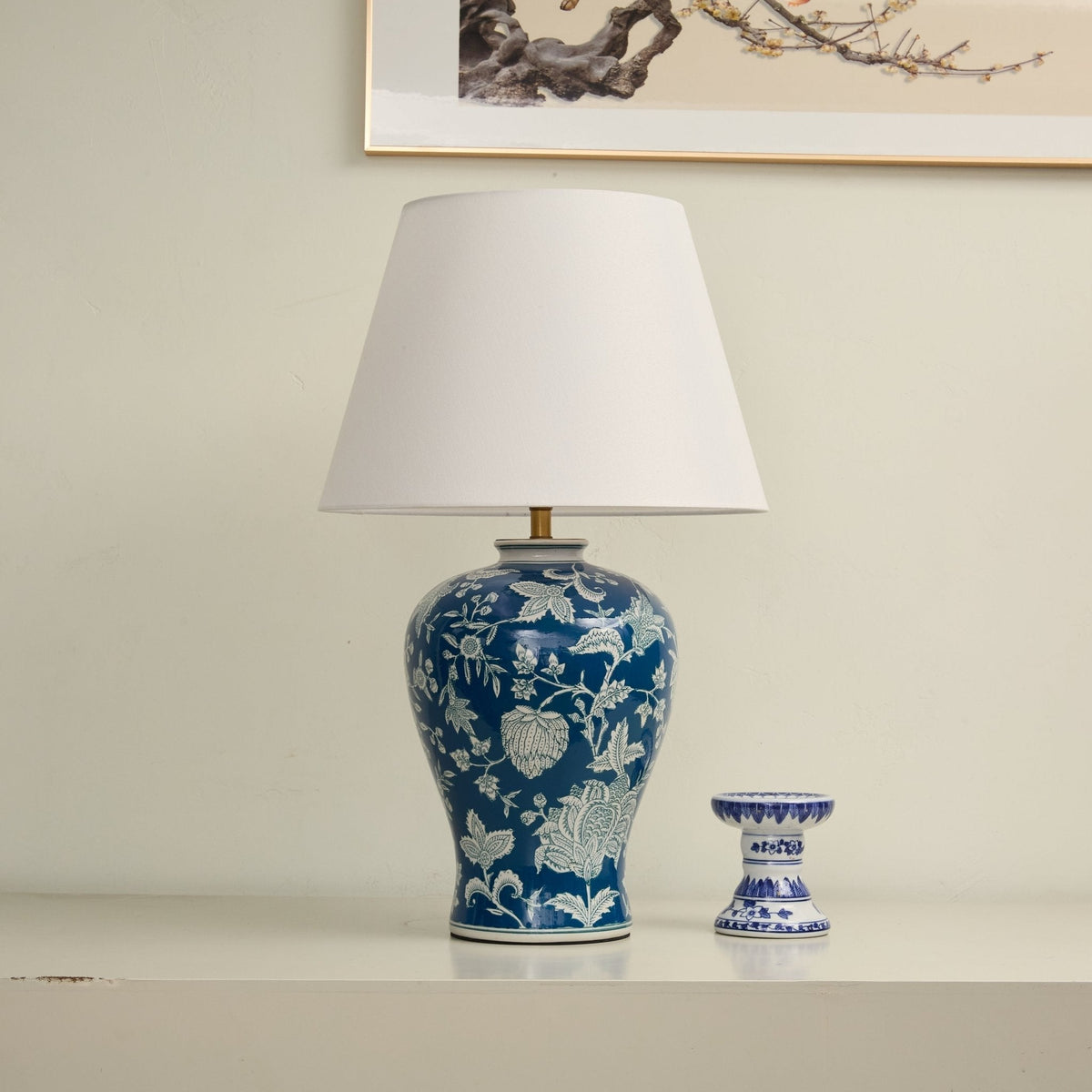 Indigo Floral Vine keramische tafellamp