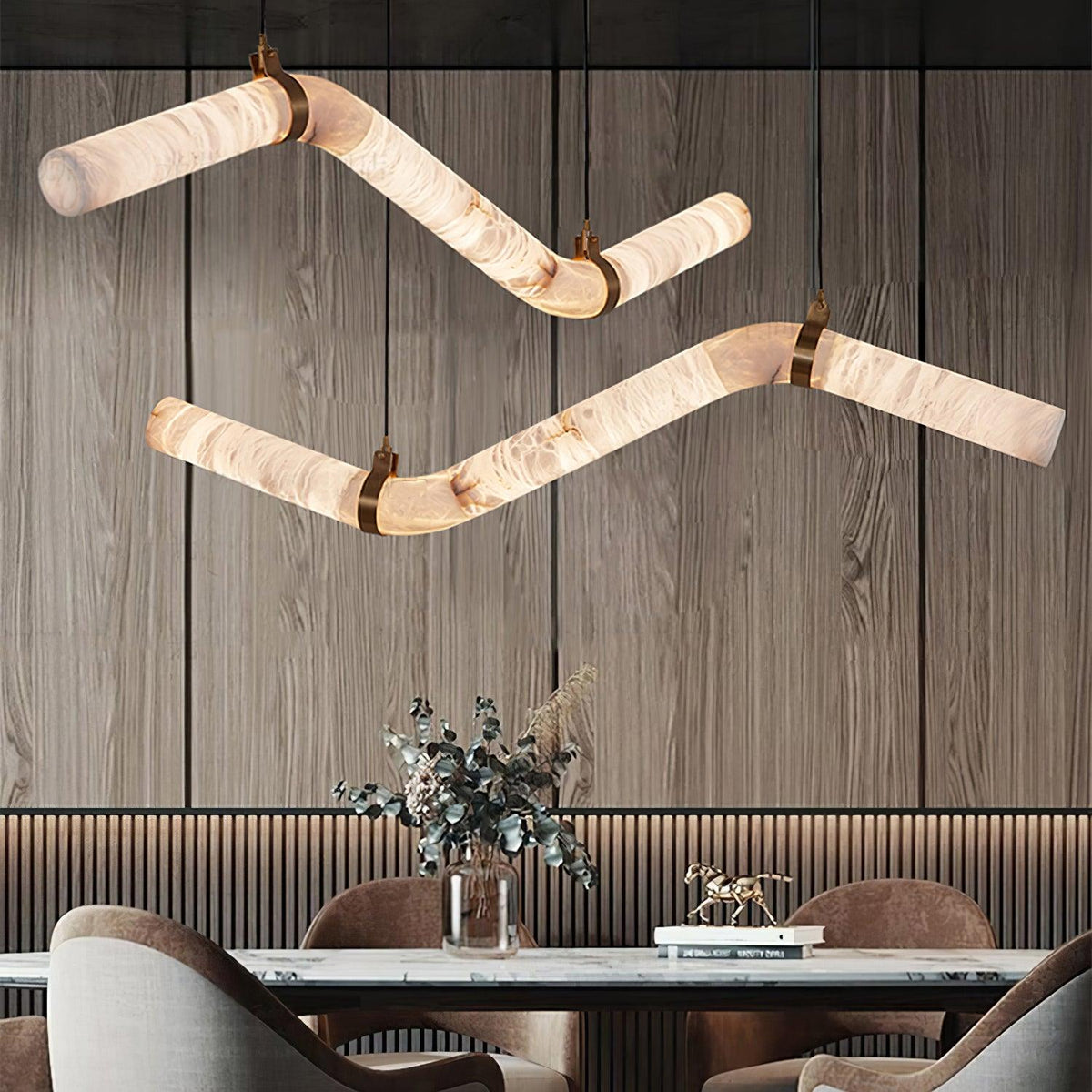 Luste albasten hanglamp met gesloten ring