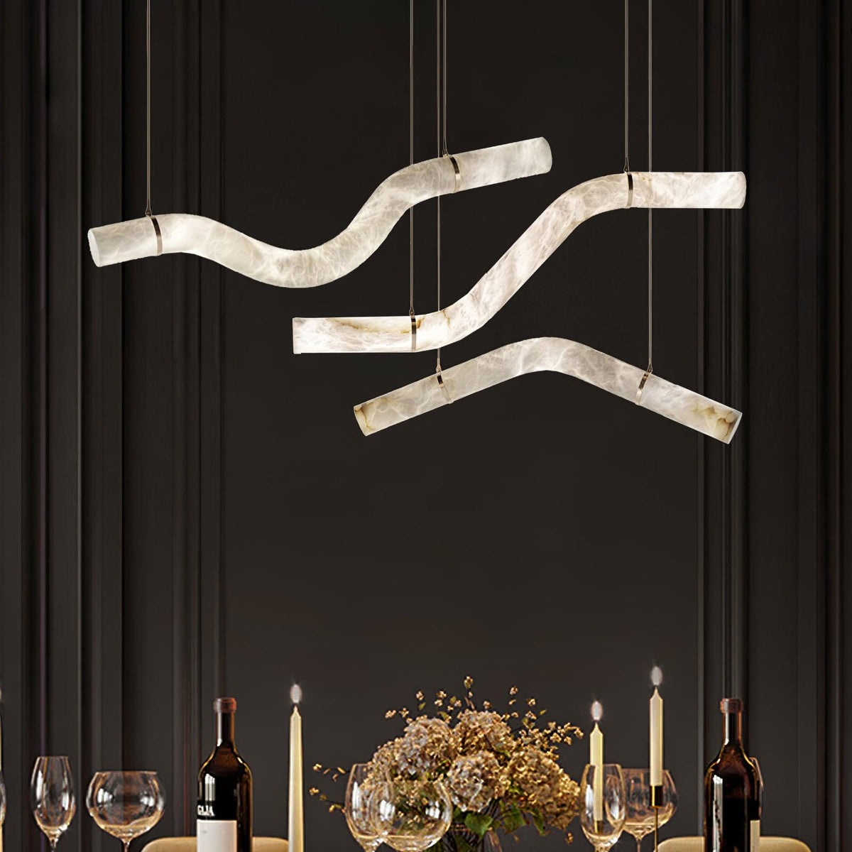 Luste albasten hanglamp met gesloten ring
