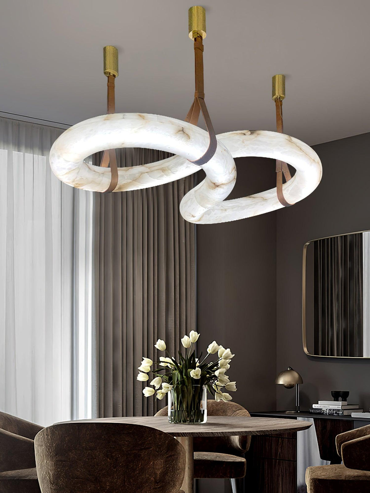 Luste albasten hanglamp met gesloten ring