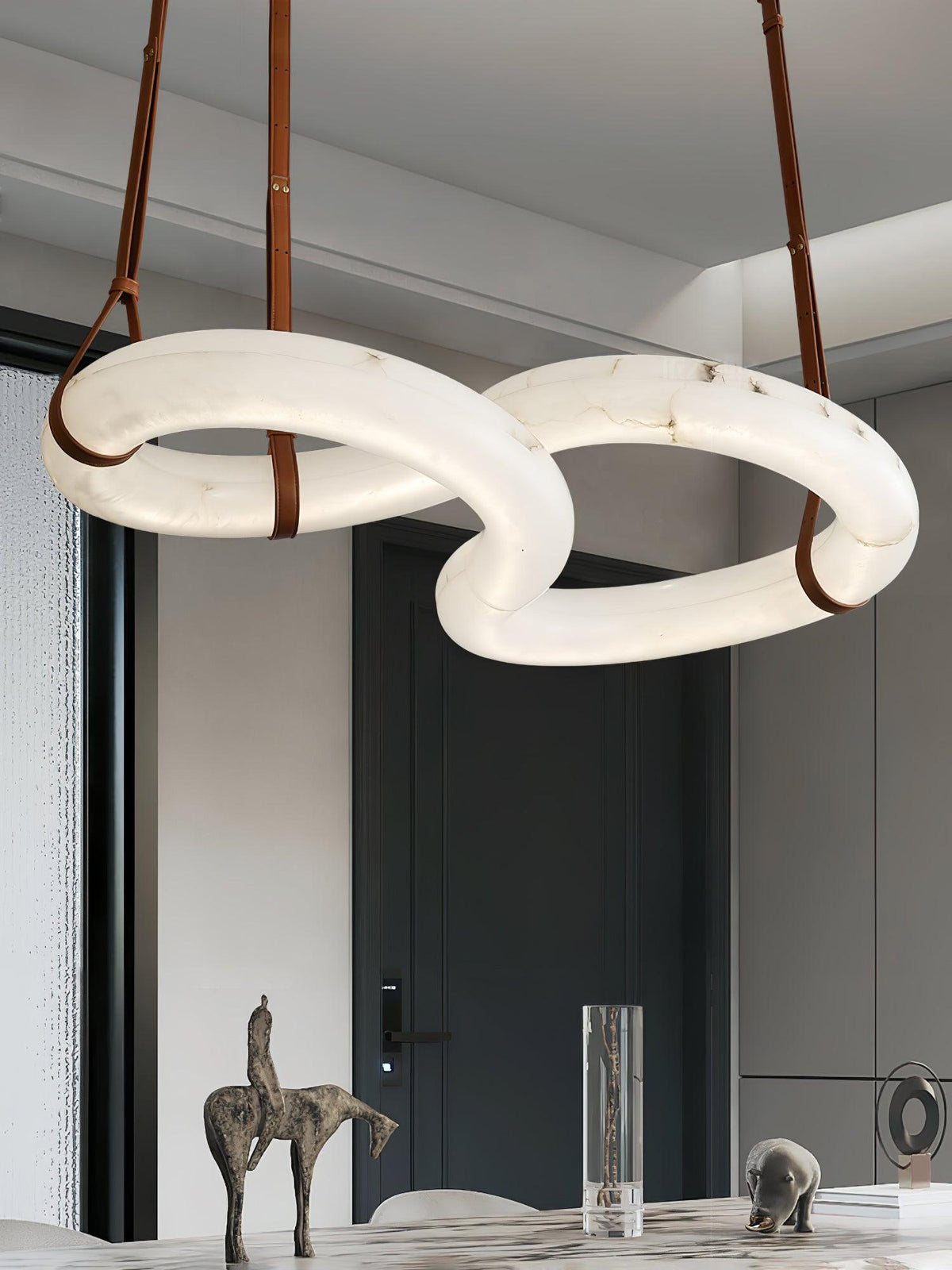 Luste albasten hanglamp met gesloten ring