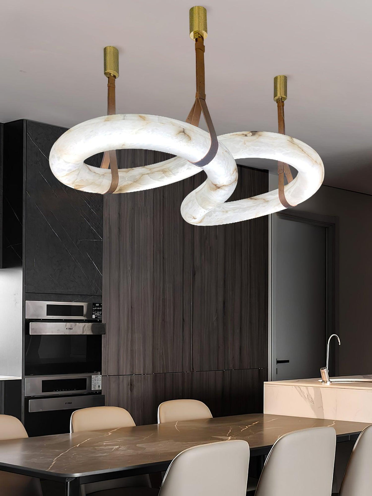 Luste albasten hanglamp met gesloten ring