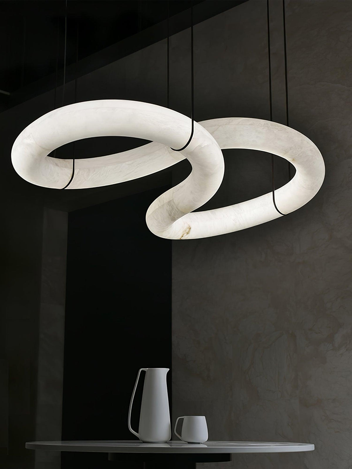 Luste albasten hanglamp met gesloten ring
