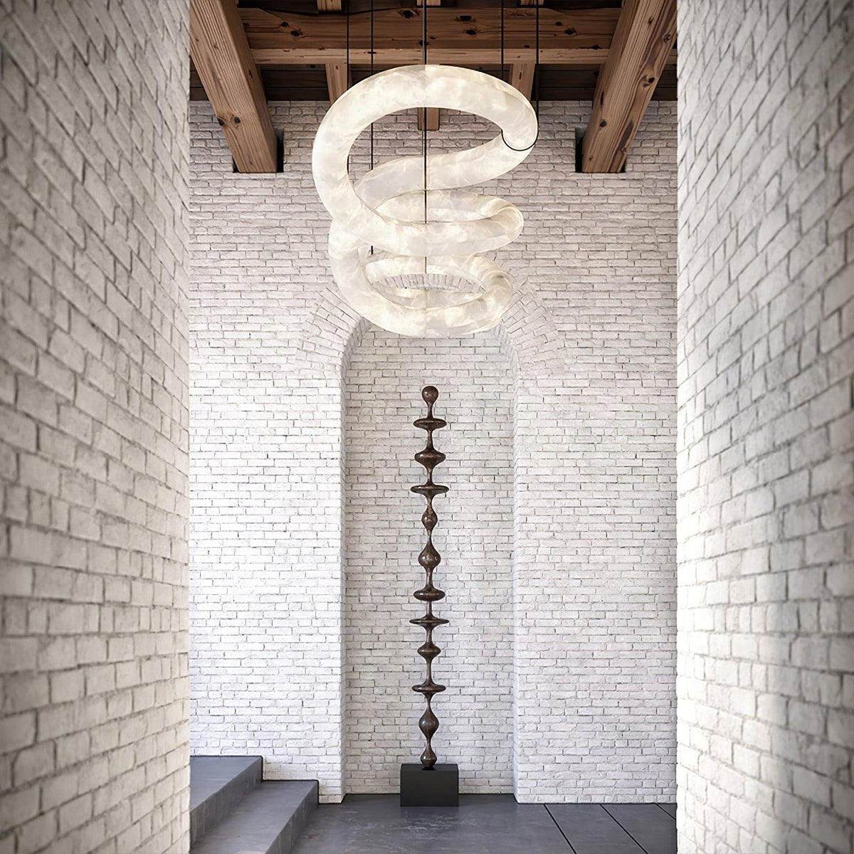 Luste albasten hanglamp met gesloten ring