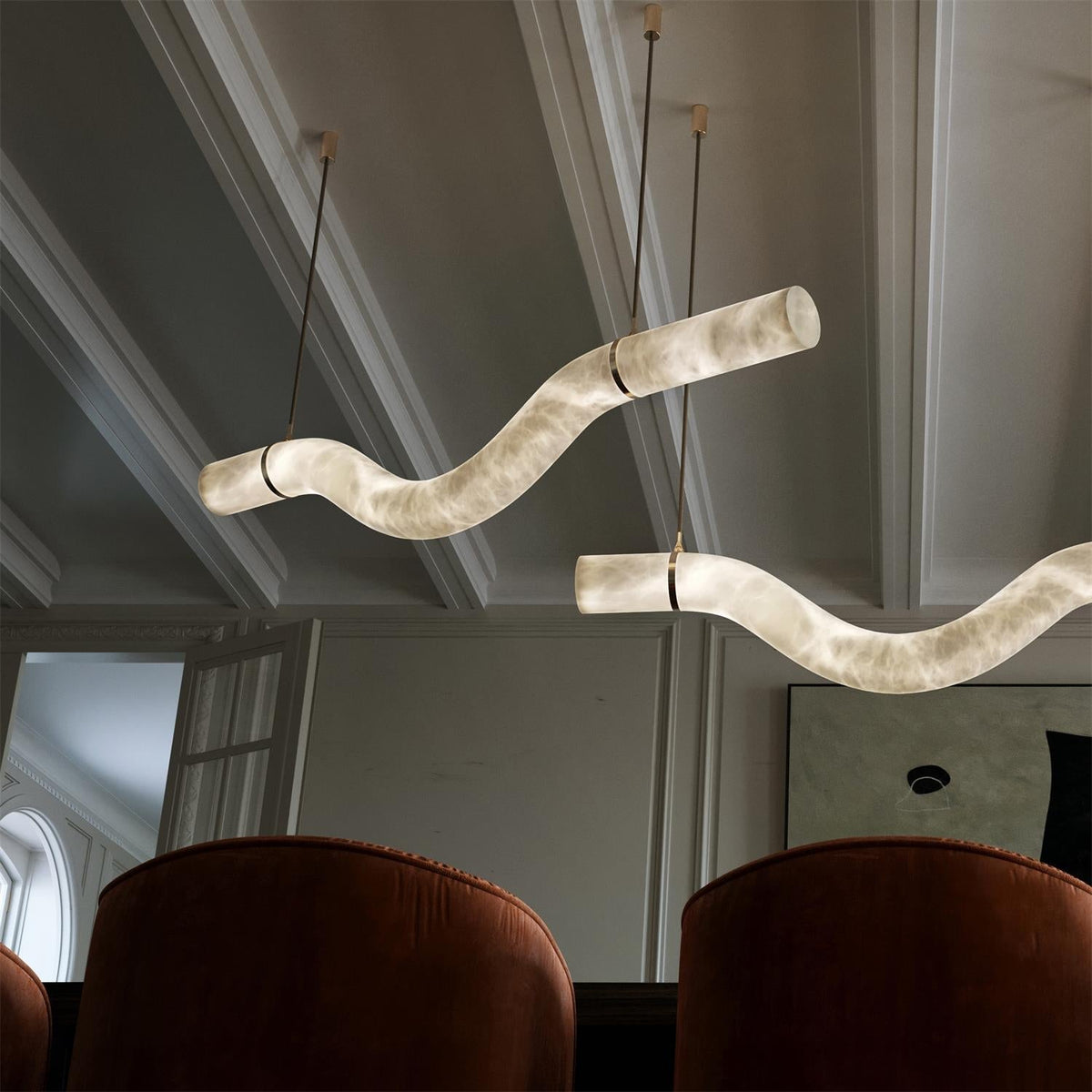 Luste albasten hanglamp met gesloten ring