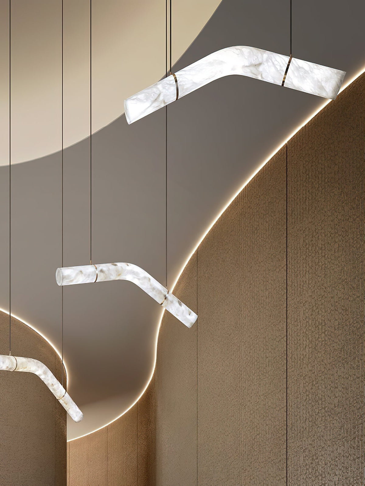 Luste albasten hanglamp met gesloten ring