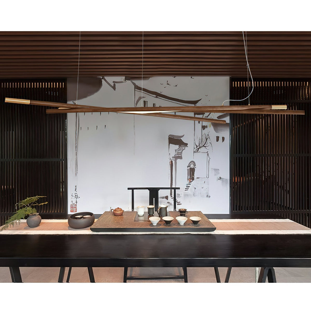 Elvuaine Kroonluchter Houten Lineaire LED