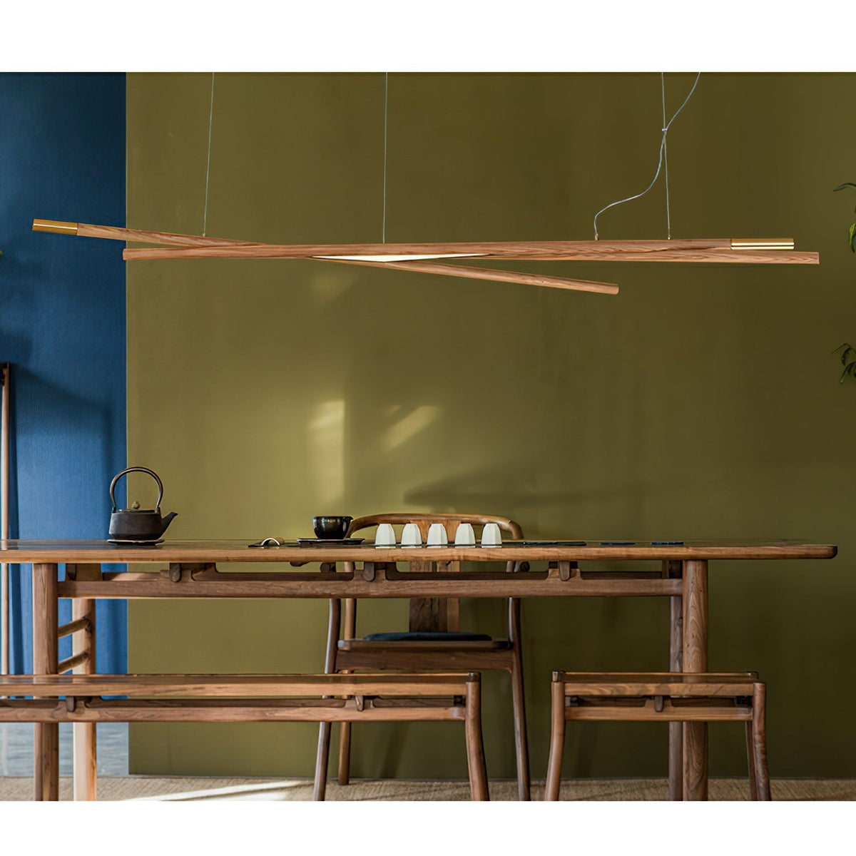 Elvuaine Kroonluchter Houten Lineaire LED