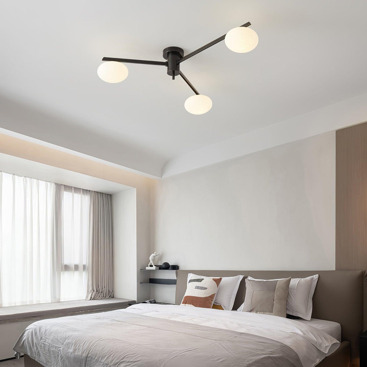 Lioraliella plafondlamp Zwart Wit glas