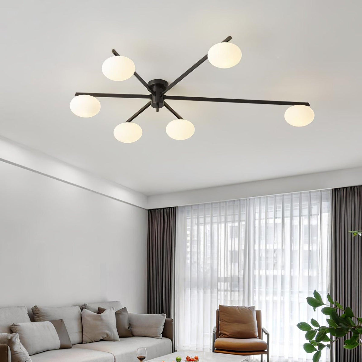 Lioraliella plafondlamp Zwart Wit glas