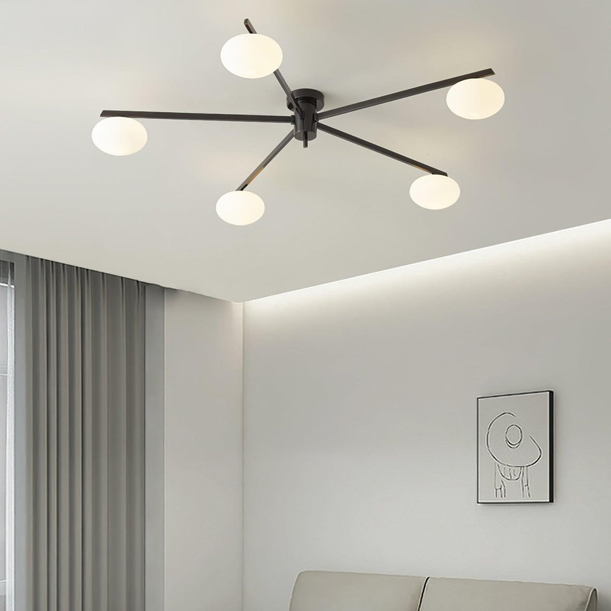 Lioraliella plafondlamp Zwart Wit glas