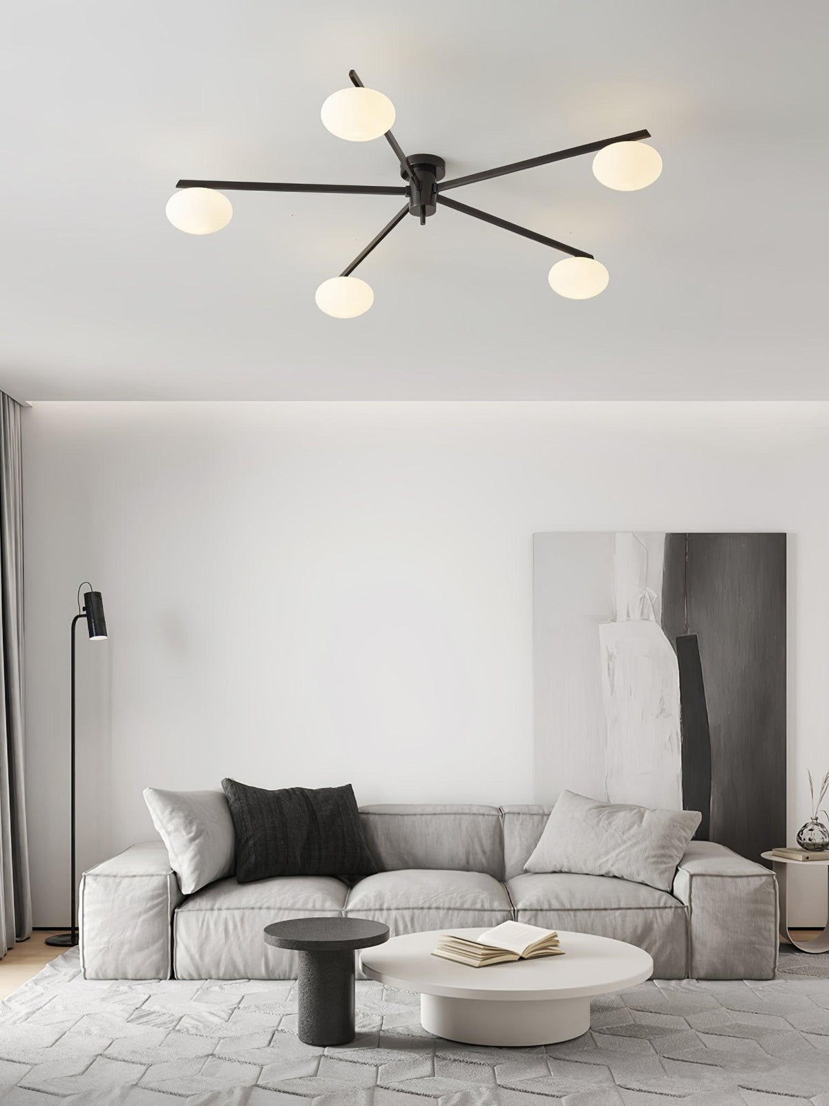 Lioraliella plafondlamp Zwart Wit glas