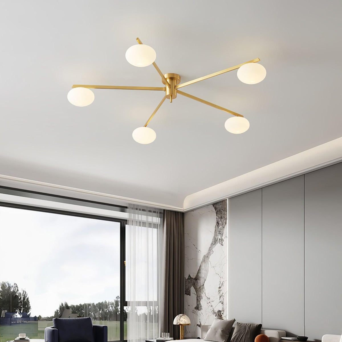 Lioraliella plafondlamp Zwart Wit glas