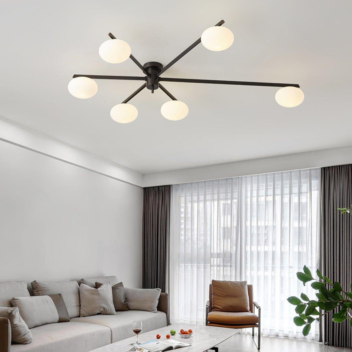 Lioraliella plafondlamp Zwart Wit glas