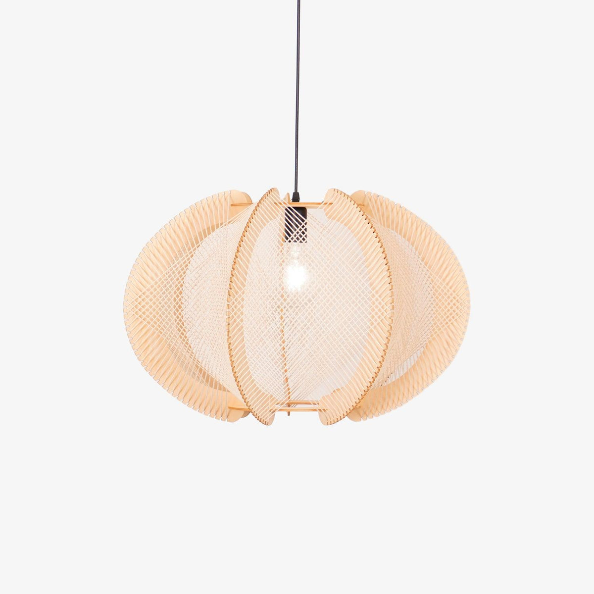 Atel hanglamp van hout en hennepkoord