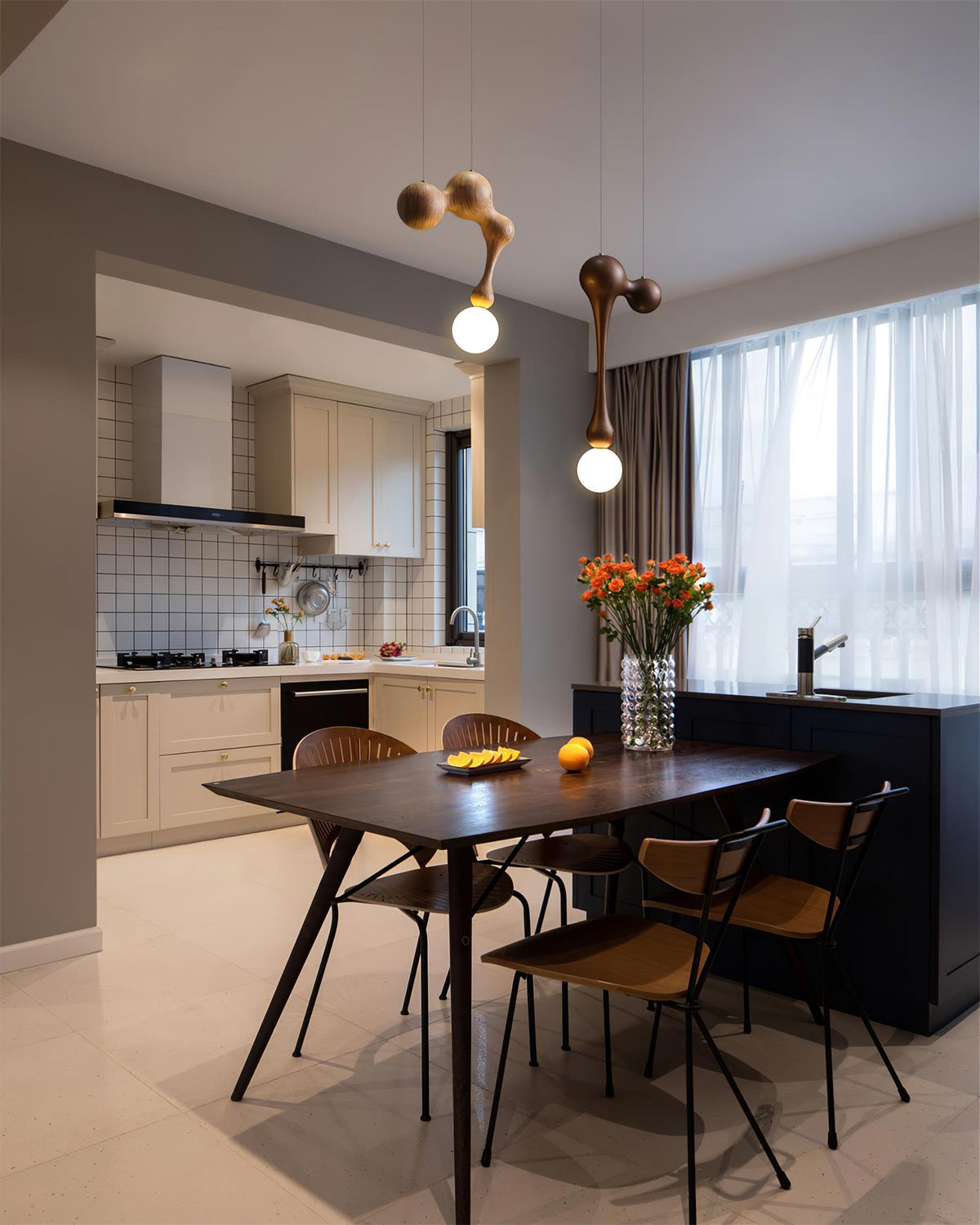 Hale luxe houten hanglamp