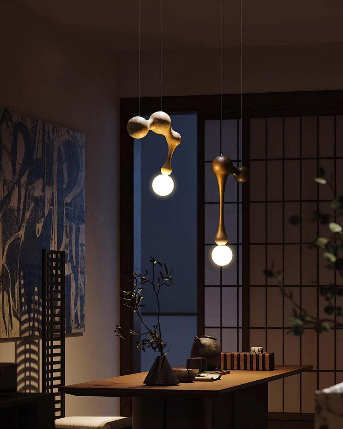 Hale luxe houten hanglamp
