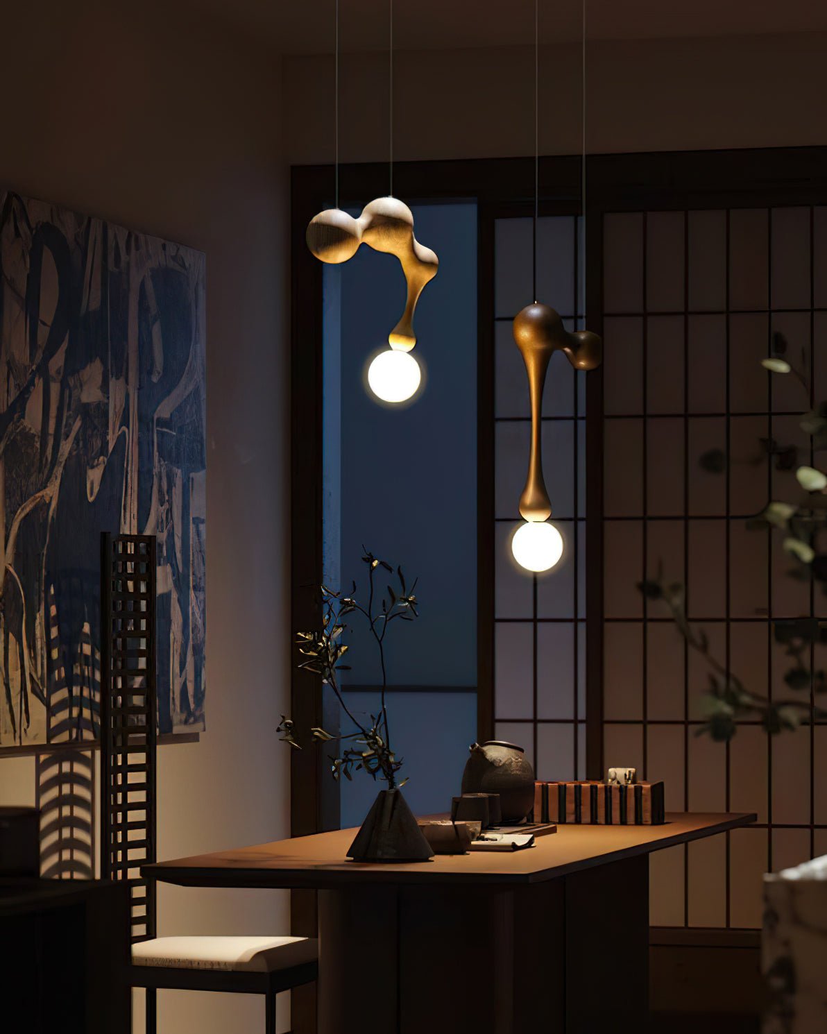 Hale luxe houten hanglamp