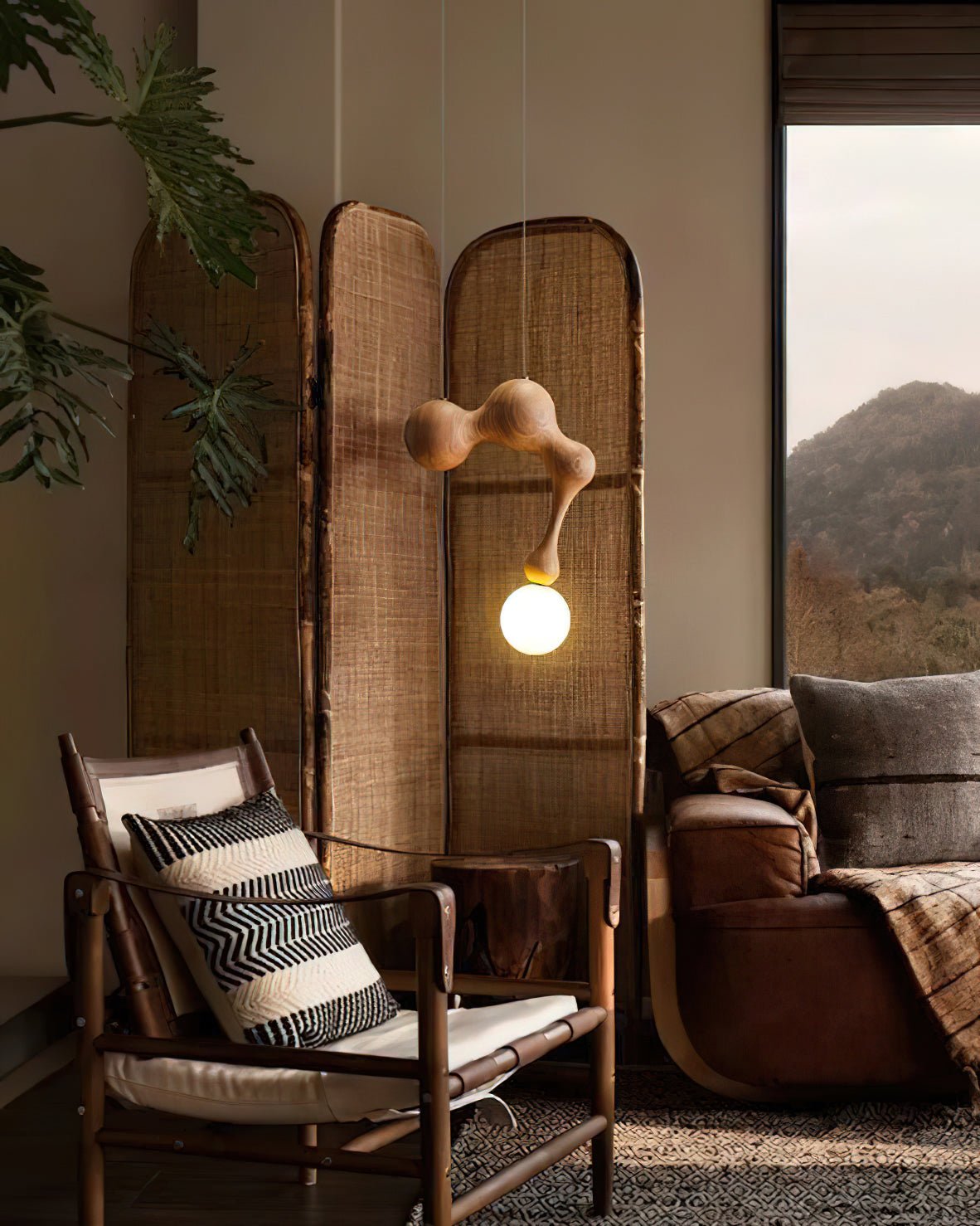 Hale luxe houten hanglamp