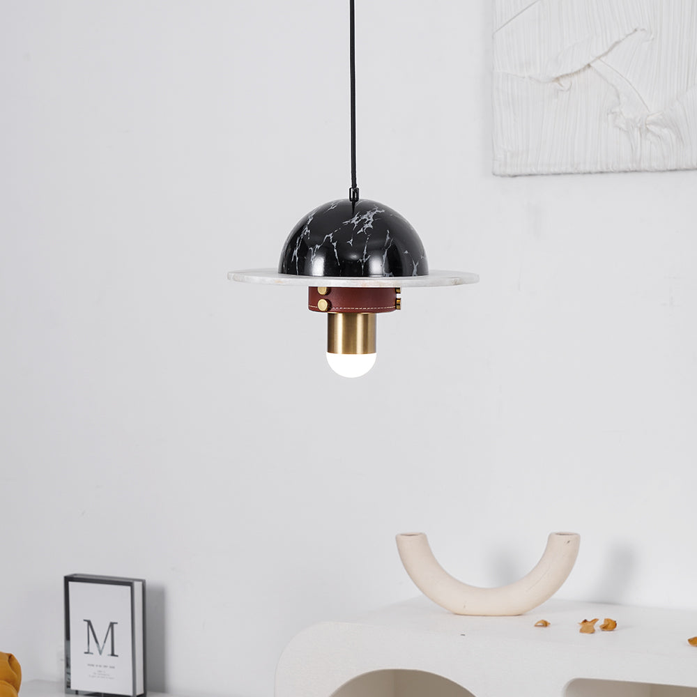 Jutta hanglamp marmer leer fusie